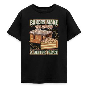 Chocolate cake, funny baker saying with cake - Teenage T-Shirt - black - Front - AI Model Teenager Male light (155cm)
