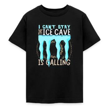Spéléologue, Ice Cave Ice Cave Research Saying - T-shirt Ado - noir - Devant - AI Model Teenager Male light (155cm)