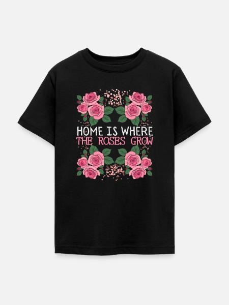 Vintage-Rosen, Rosen-Dekor, lustiger Spruch - Teenager T-Shirt - Schwarz