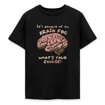 Brouillard cérébral, brouillard cérébral, dicton drôle de cerveau - T-shirt Ado - noir - Devant - AI Model Teenager Male light (155cm)