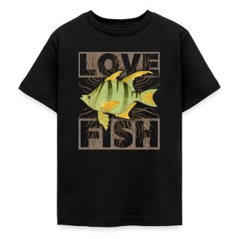 Love Fish Saying Vintage Fish, Fish Illustration - Teenage T-Shirt - black - Front - AI Model Teenager Male light (155cm)