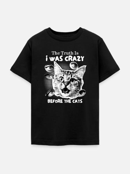 Verrückte Katze, Collage, lustiger Katzen Spruch - Teenager T-Shirt - Schwarz