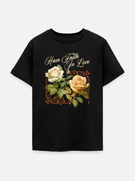 Vintage Rosen, Viktorianische Rose, Love Spruch - Teenager T-Shirt - Schwarz