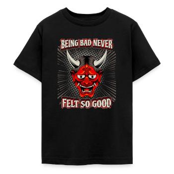 Drôle de diable disant, masque du diable, Style comique - T-shirt Ado - noir - Devant - AI Model Teenager Male light (155cm)