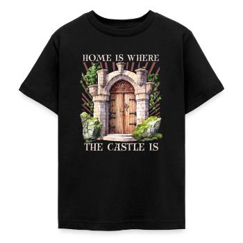 Châteaux et palais, drôle de dicton du Moyen Âge - T-shirt Ado - noir - Devant - AI Model Teenager Male light (155cm)