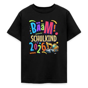 Einschulung Bagger Schulanfänger 2026 - Teenager T-Shirt - Schwarz - Vorne - AI Model Teenager Male light (155cm)