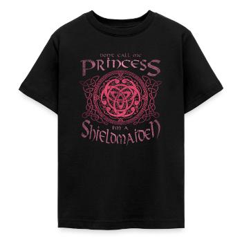 Vikings Don’t Call Me Princess I’m A Shieldmaiden - T-shirt Ado - noir - Devant - AI Model Teenager Male light (155cm)