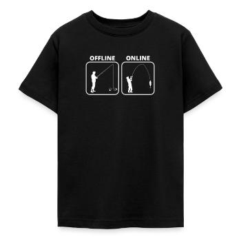 Angler Motiv lustige Angler Sprüche Online Offline - Teenager T-Shirt - Schwarz - Vorne - AI Model Teenager Male light (155cm)