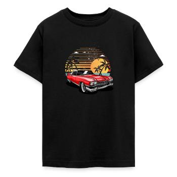Vintage Custom Car am Strand - Teenager T-Shirt - Schwarz - Vorne - AI Model Teenager Male light (155cm)