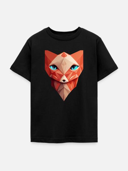 Polygonfuchs Gesicht mit niedrigem Polyfuchskopf - Teenager T-Shirt - Schwarz