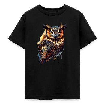 Geometric Owl Head Abstract Polygonal Bird - Teenager T-Shirt - Schwarz - Vorne - AI Model Teenager Male light (155cm)