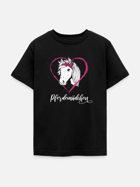 Pferdemädchen Pferde Herz Geschenkidee - Teenager T-Shirt - Schwarz