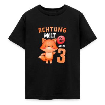 Achtung Welt Ich Bin Jetzt 3 Fuchs - Teenager T-Shirt - Schwarz - Vorne - AI Model Teenager Male light (155cm)