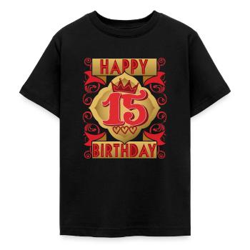 15. Geburtstag 15 Jahre alt Spruch, Vintage-Design - Teenager T-Shirt - Schwarz - Vorne - AI Model Teenager Male light (155cm)