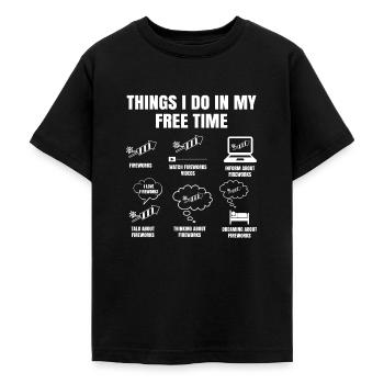 Dinge Die Ich In Meiner Freizeit Mache Feuerwerk - Teenager T-Shirt - Schwarz - Vorne - AI Model Teenager Male light (155cm)