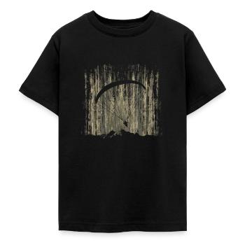 Parapente Montagne Vol Pilote Parachute Aviation - T-shirt Ado - noir - Devant - AI Model Teenager Male light (155cm)