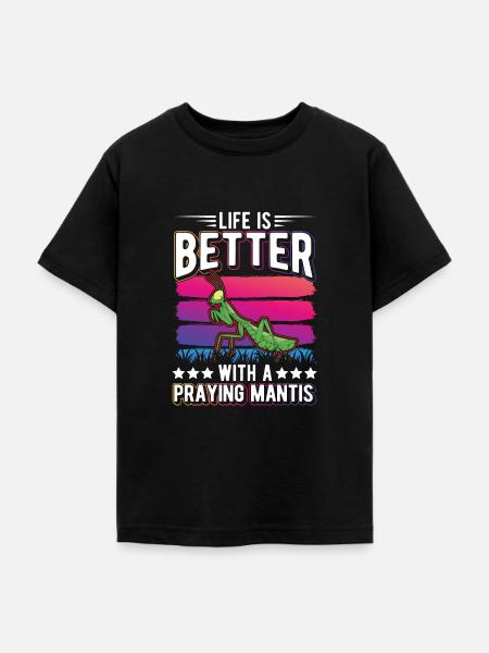 Gottesanbeterin Mantis Fangschrecke - Teenager T-Shirt - Schwarz