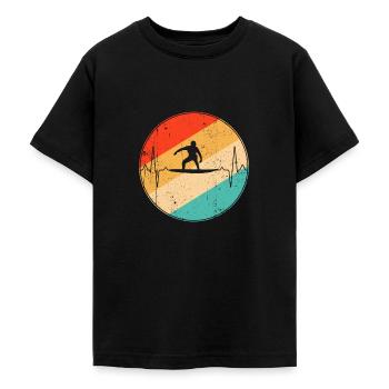 Surfer Retro Heartbeat - T-shirt Ado - noir - Devant - AI Model Teenager Male light (155cm)