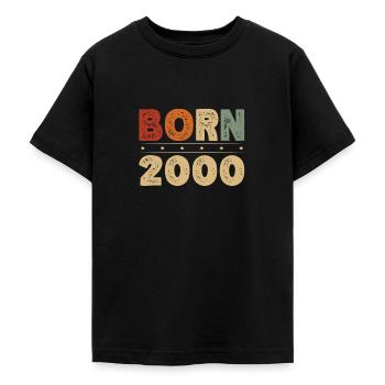 Born 2000 Decade 2000 Era Millenium Vintage - Teenage T-Shirt - black - Front - AI Model Teenager Male light (155cm)