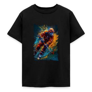 Bunter Eishockey Spieler Geschenk Eishockey Fans - Teenager T-Shirt - Schwarz - Vorne - AI Model Teenager Male light (155cm)