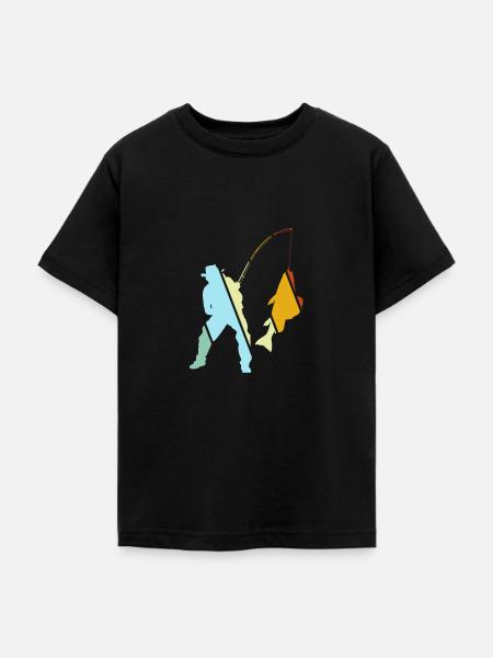Angeln Retro - Teenager T-Shirt - Schwarz