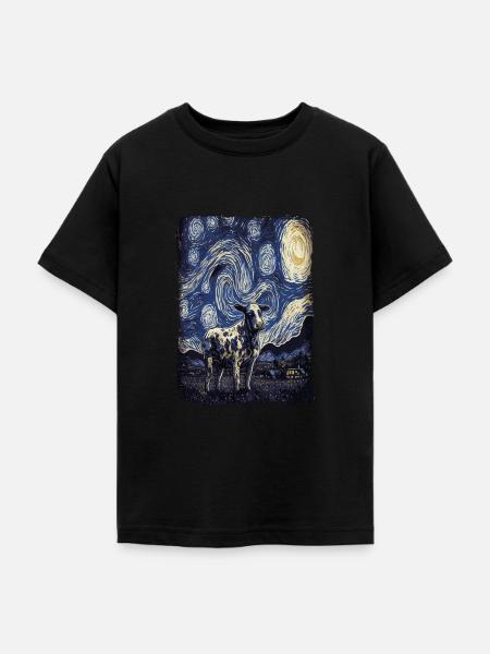 Kuh Starry Night - Teenager T-Shirt - Schwarz