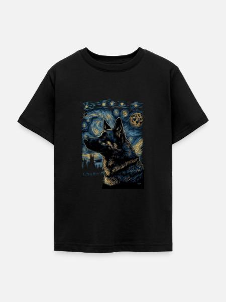 Schäferhund Starry Night - Teenager T-Shirt - Schwarz