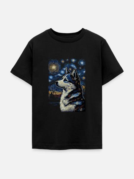 Husky Starry Night - Teenager T-Shirt - Schwarz
