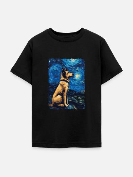 Schäferhund Starry Night - Teenager T-Shirt - Schwarz