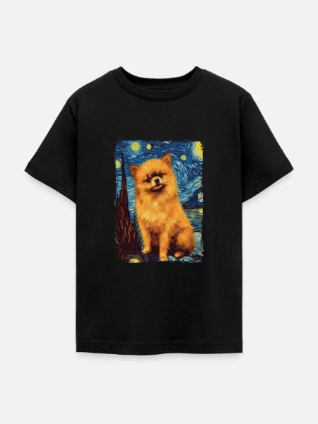 Zwergspitz Starry Night - Teenager T-Shirt - Schwarz