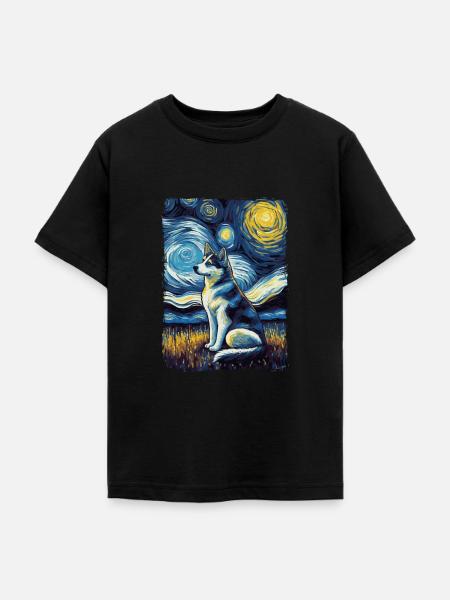 Husky Starry Night - Teenager T-Shirt - Schwarz