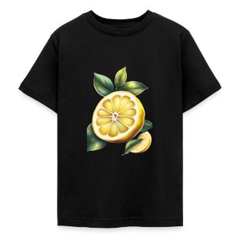 Ein gelbes Zitronen-T-Shirt-Design - Teenager T-Shirt - Schwarz - Vorne - AI Model Teenager Male light (155cm)