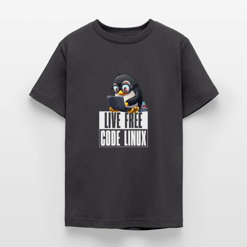Live Free Code Linux Nerd Tux Nerdy Penguin Coding Teenager T-Shirt