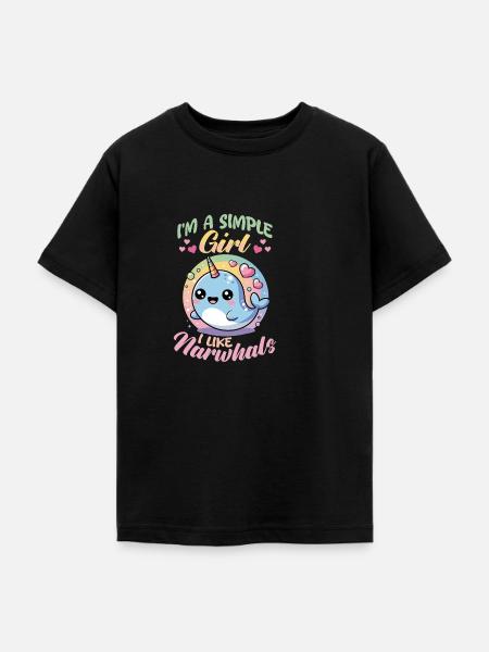 Narwhal Chibi Kawaii - Teenager T-Shirt - Schwarz