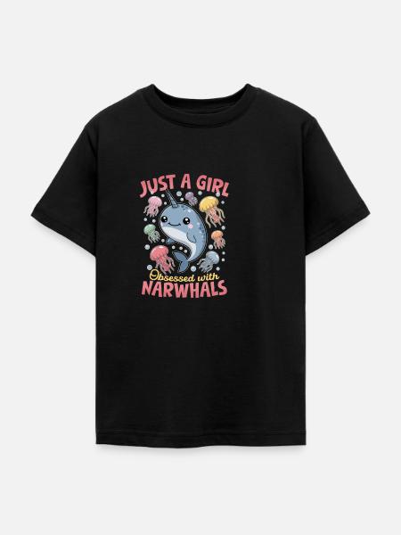 Narwhal Chibi Kawaii - Teenager T-Shirt - Schwarz