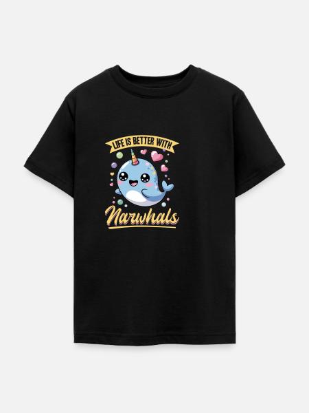 Narwhal Chibi Kawaii - Teenager T-Shirt - Schwarz
