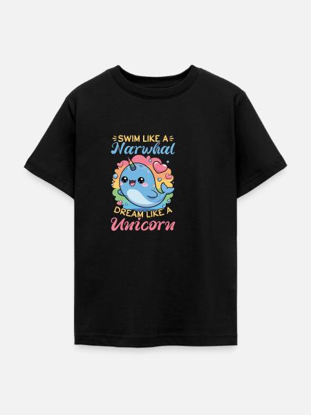 Narwhal Chibi Kawaii - Teenager T-Shirt - Schwarz