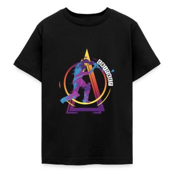 Cricket Cricketer Batsman Sport Vintage - Teenage T-Shirt - black - Front - AI Model Teenager Male light (155cm)