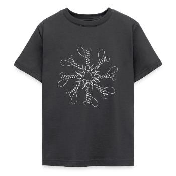 Emilia Name Name Mandala - Teenage T-Shirt - dark grey - Front - AI Model Teenager Male light (155cm)