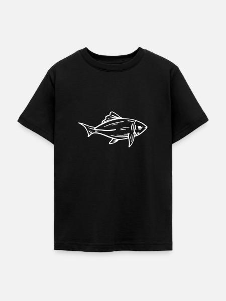tunfisch weisse linien einfach - Teenager T-Shirt - Schwarz