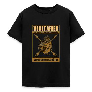 Vegetarier ist ein altes Indianerwort - Anti Vegan - Teenager T-Shirt - Schwarz - Vorne - AI Model Teenager Male light (155cm)