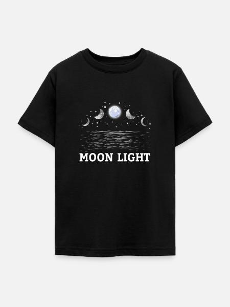 Mondlicht Mondphasen Astrologie Mond - Teenager T-Shirt - Schwarz