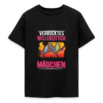 Verrücktes Wellensittich Mädchen Sittich - Teenager T-Shirt - Schwarz - Vorne - AI Model Teenager Male light (155cm)