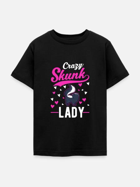Crazy Skunk lady Stinktier - Teenager T-Shirt - Schwarz