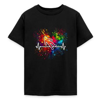 Astronaut Herzschlag Farbspritzer Planeten - Teenager T-Shirt - Schwarz - Vorne - AI Model Teenager Male light (155cm)