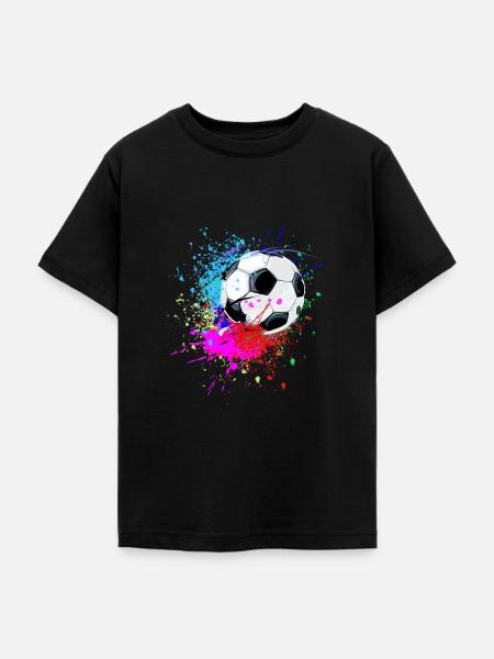 Bunter Fußball Splash Design - Teenager T-Shirt - Schwarz
