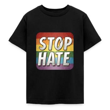 LGBTQ Stop à la haine - T-shirt Ado - noir - Devant - AI Model Teenager Male light (155cm)