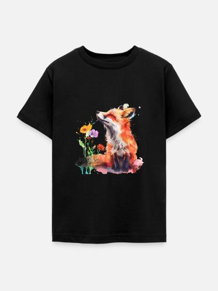 Aquarell Fuchs, Fuchs - Teenager T-Shirt - Schwarz