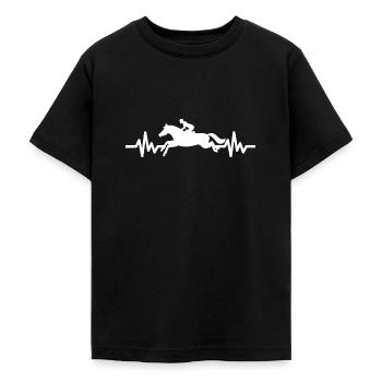 Herzschlag - Pferd Hengst Stute Ross Reitsport - Teenager T-Shirt - Schwarz - Vorne - AI Model Teenager Male light (155cm)
