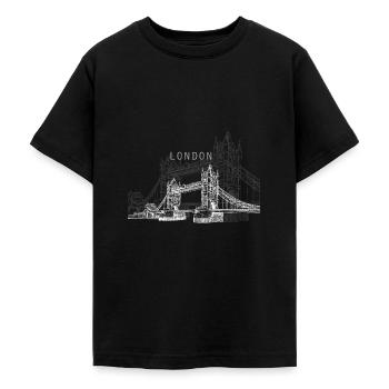 London Bridge. London Bridge, London - Teenage T-Shirt - black - Front - AI Model Teenager Male light (155cm)